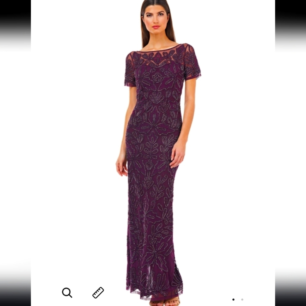 NWT Deep Plum Beaded Gown